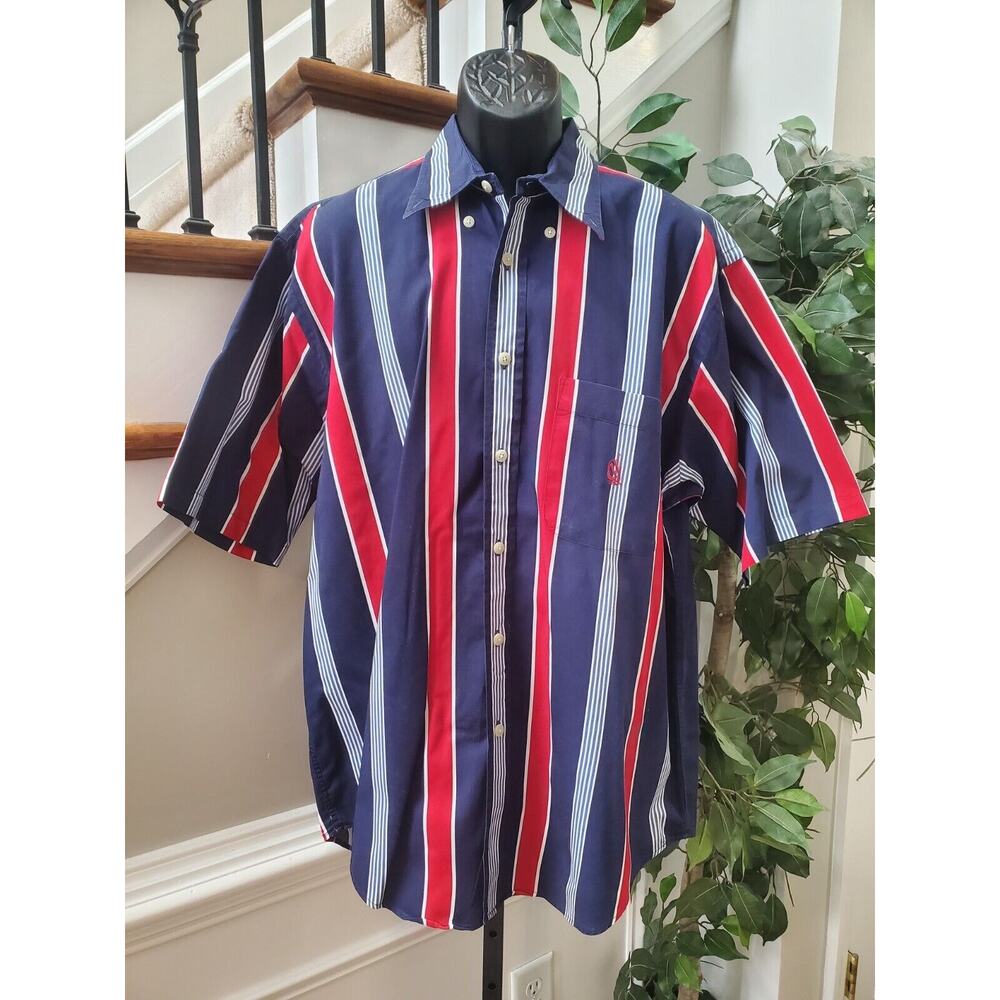 Nautica Men's Blue 100% Cotton Collared Half Sleeve Casual Button Down Shirt L
